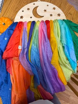 Sarah’s Silks Playsilks Bundle + Wooden Moon & Stars Display