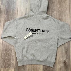 🔥 FEAR OF GOD ESSENTIALS HOODIE – DARK OATMEAL / DARK GREY – MEDIUM (NEW)