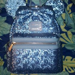 Disney Parks Loungefly Backpack - Minnie Sequin Hydrangea Blue