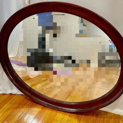 Mid Century Oak Wood Mirror 