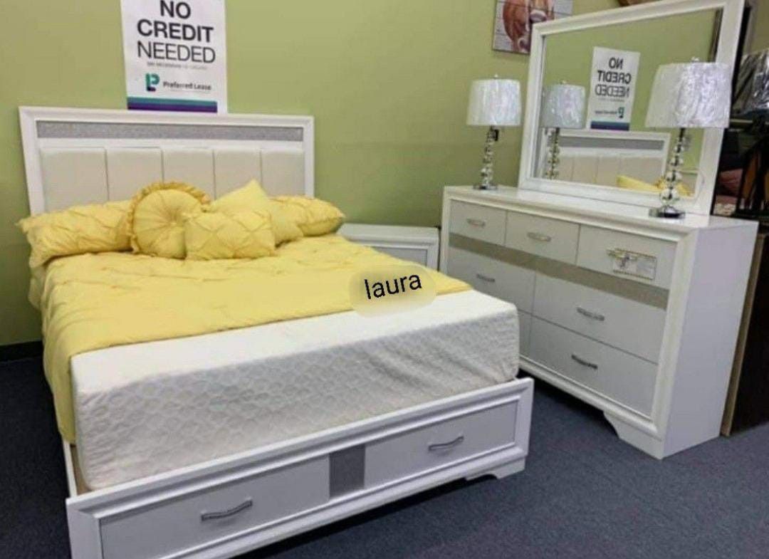 Bedroom Set Queen or King Bed Dresser Nightstand Mirror Chest Options Luster