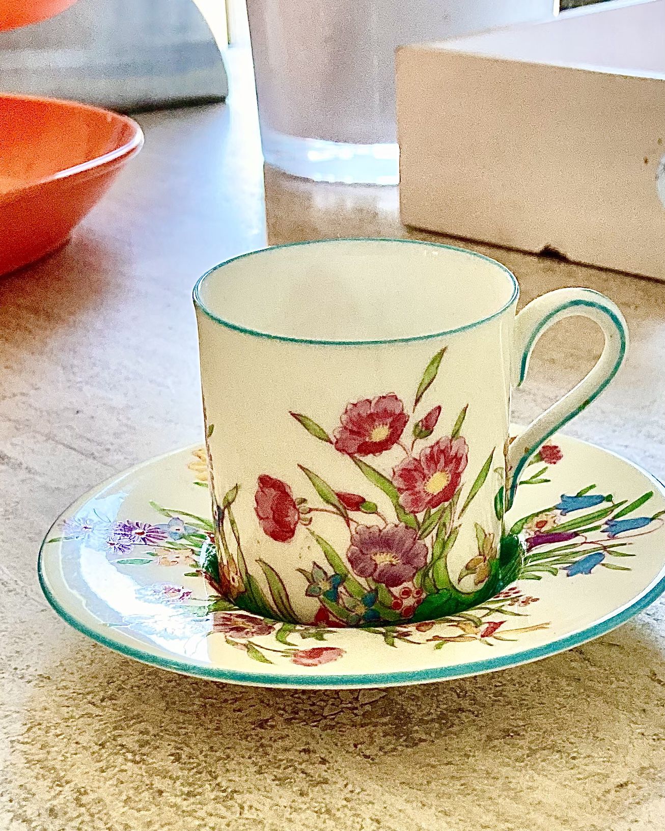 Wedgwood "Prairie Flowers” Bone China Espresso Cup & Saucer $120.00