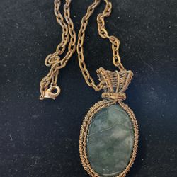 Wire wrapped Moss Agate Pendant