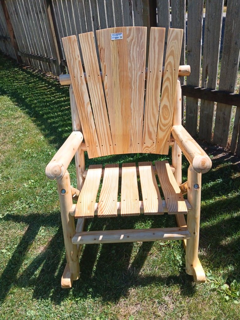 Large solid wooden log home rocking chair brand new