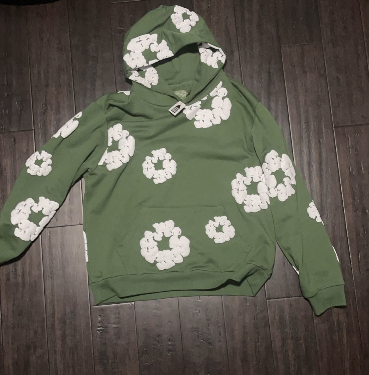 Green denim tears hoodie authentic 