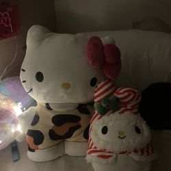 Hello Kitty Plushies & neon light