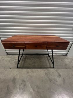 Rustic Wood Console Table with 3 Drawers