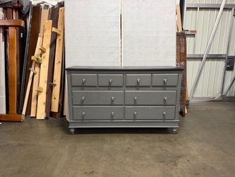 Gray 7-Drawer Wood Dresser with Bun Feet