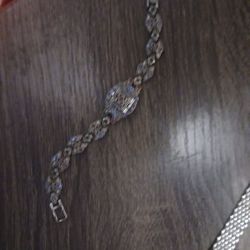  Silver Bracelet Watch With Multi Colored Stones