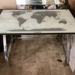 World Map Glass Desk