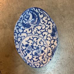 Vintage Takahashi San Francisco Soap Dish Trinket Dish Blue Floral Japan