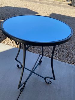 Table with Round Mirrored Top 26” h and 19” w for living room, office, bedroom or patio
