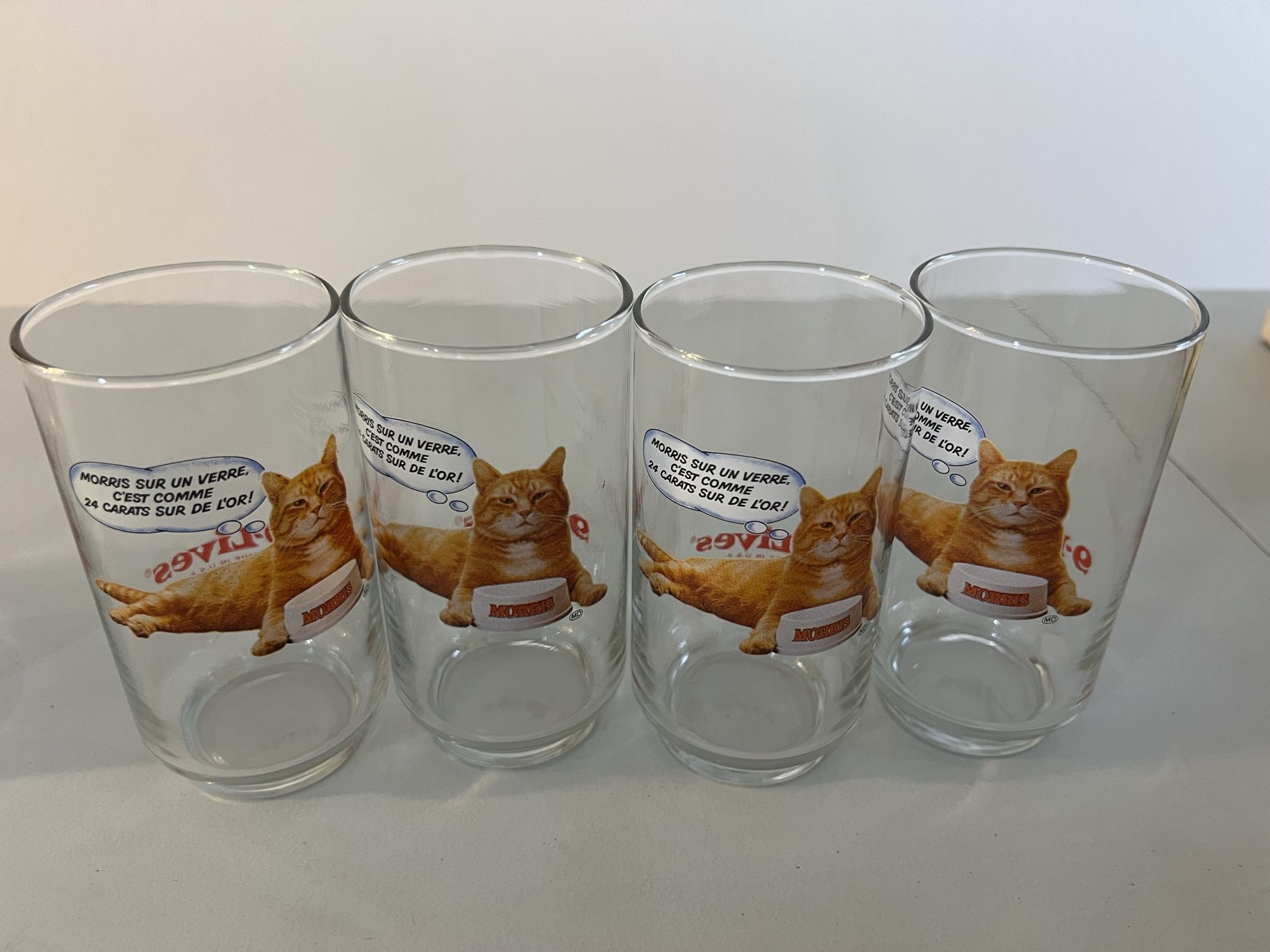Vintage 1981 Morris The Cat 9-Lives Collectible Glass 8pc Set