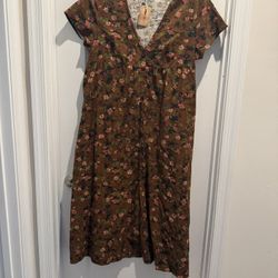 NATURAL LIFE Floral Brown Midi Dress