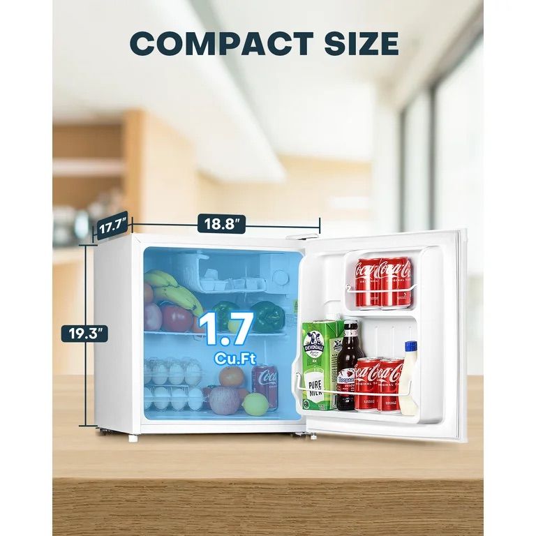 White 1.7 Cu.ft Mini Fridge with Freezer