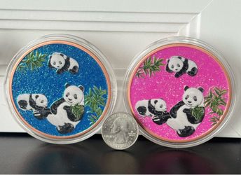 PANDAS 🌸🐼💙- BLUE & PINK 2 Beautiful Piece .9999 pure copper
