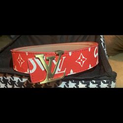 Louis Vuitton X Supreme Monogram Belt Red