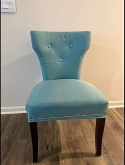 Blue Tufted Accent Dining Chair with Nailhead Trim