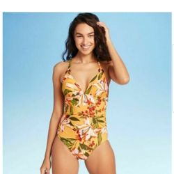 Tortoise Ring High Coverage One Piece Swimsuit, Floral