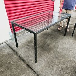 Glass Top Metal Dining Table 