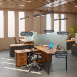 Desk Divider for Students and Desk Privacy Panel. Office Partitions and Ideal Cubicle Light Shield. Frosted Acrylic Clamp-on Desk Partition - 47” W x 