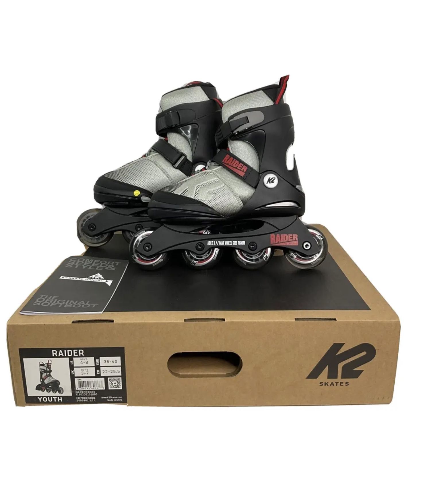 NEW K2 Skates Youth Raider Inline Durable Adjustable Skates Boy's (48) for Sale in Kent, WA