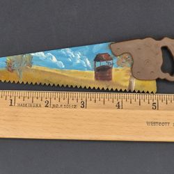 Vintage Hand Painted Miniature Hand Saw, 6"