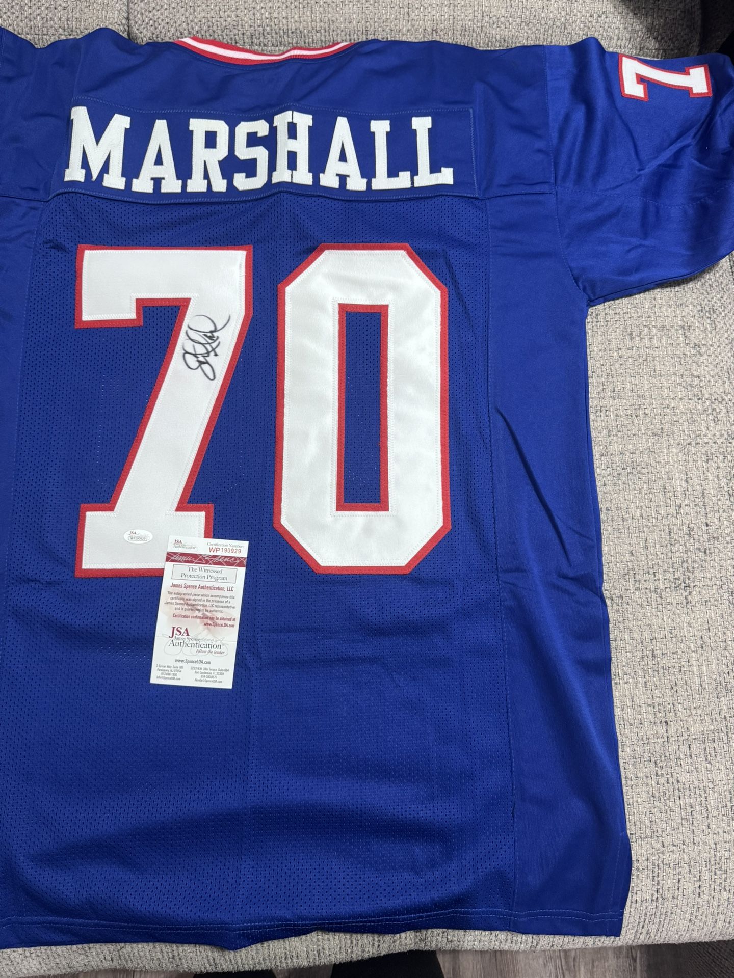 Leonard Marshall Signed Autograph Custom Jersey - JSA Coa - New York giants