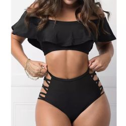 Two piece swimsuit with ruffles