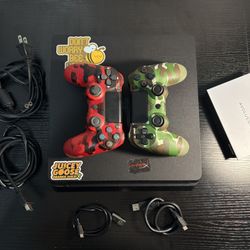 PlayStation 4 Slim w/ 1 TB Storage, 2 Controllers & All Cables 