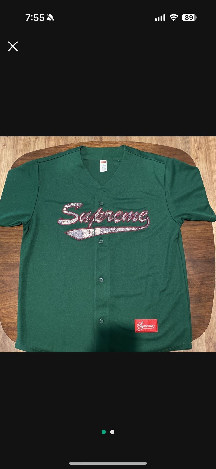 Supreme Snakeskin Baseball Jersey Sz L