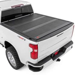 Rough Country Hard Tri-Fold Tonneau Cover for Chevy Silverado 1500 & GMC Sierra 1500 (2019-2025) - Low-Profile Aluminum Truck Bed Cover, Fits 6'7 Bed 