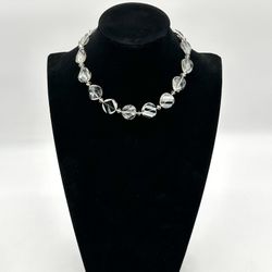 Clear Quartz Crystal Necklace Large Beads Gemstone Necklace Chunky