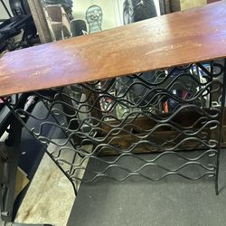 Rustic Wrought Iron Wine Rack Console Table