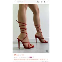 Red Lace Up Suede Stilettos  (Serious Inquiries Only)
