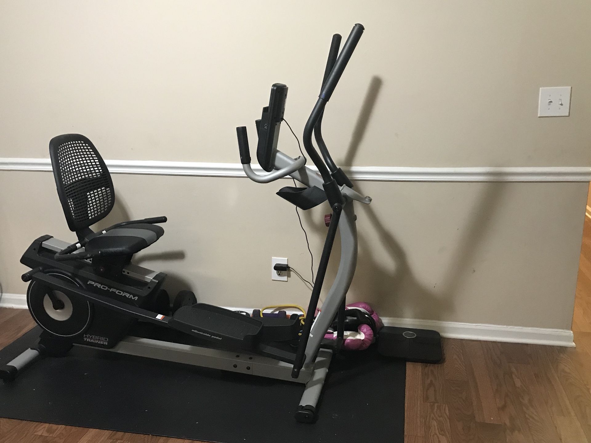 ProForm Hybrid Trainer 2-in-1 Elliptical and Recumbent Bike with ProForm 40” x 80” Equipment Mat