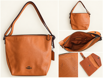 Coach Cognac Pebbled Leather Shoulder Bag + Bonus Case