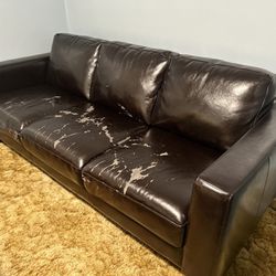 Black Leather Couch - Free Delivery