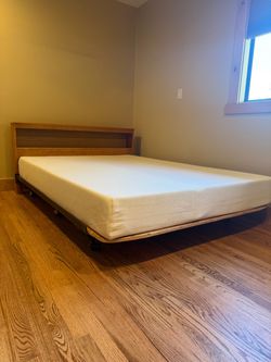 Low-Profile Platform Queen Bed Frame with Headboard