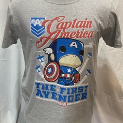 New FUNKO POP CAPTAIN AMERICA T-SHIRT, Size: Medium 