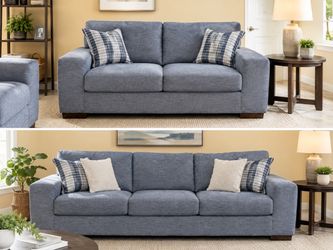 Ashley Furniture Belvoir sofa and loveseat set in Denim Blue