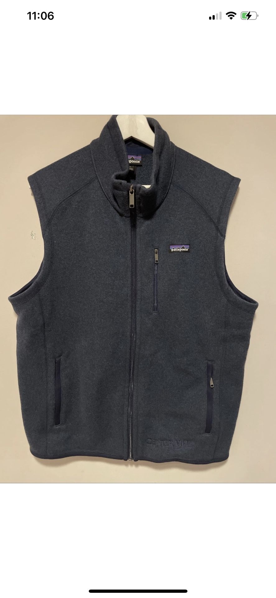 Patagonia Men's Better Sweater Vest Knit Fleece L Navi Full Zip *check Photos
