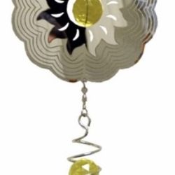 Silver w Yellow Crystals Wind Spinners 