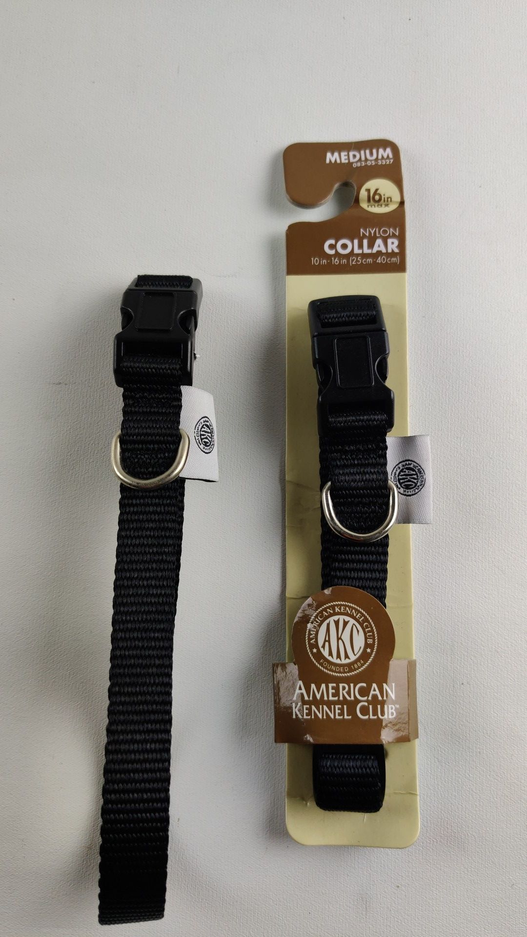 Adjustable Dog Collar, American Kennel Club 10"-16" Nylon Medium Black