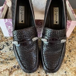 Brighton Women’s NWT Brown Woven Leather Loafers Size 9.5