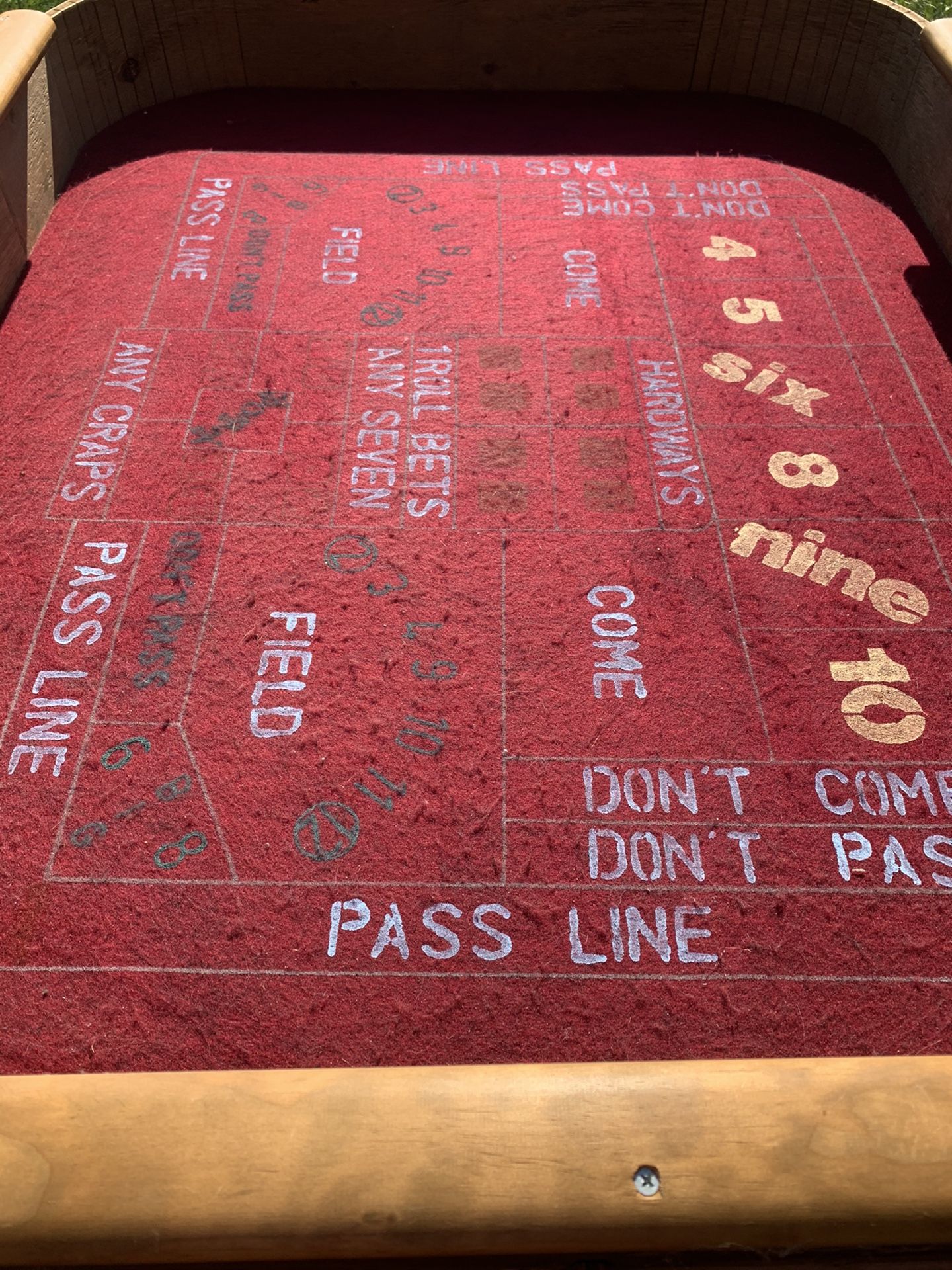 Beautiful homemade craps table