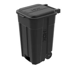 45 gal. Black Heavy Duty Outdoor Trash Can with Wheels and Attached Lid