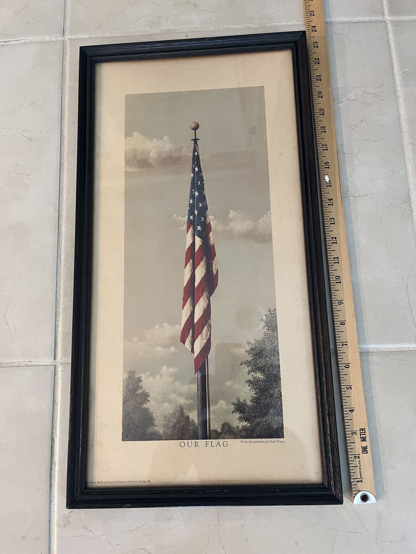 Vintage Flag Print Picture “Our Flag” From A Painting By Fred Tripp