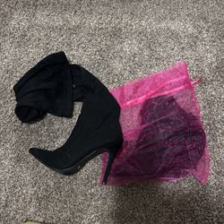 Fashion Nova Above The Knee Black Heels Size 8