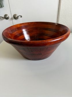 Vintage Julie Pomerantz teak finish segmented wood salad/serving bowl, 16 inch